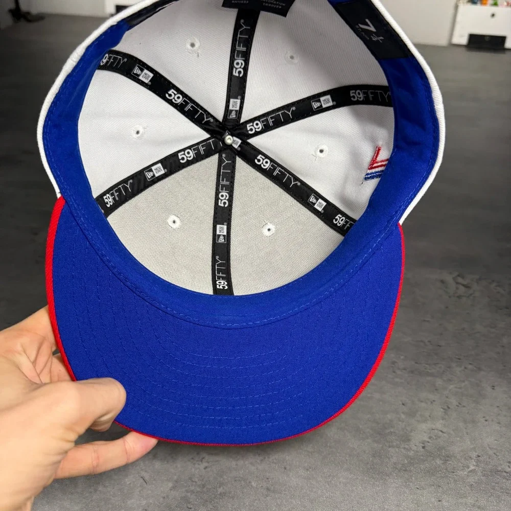New Era Philadelphia 76ers Hat 7 1/4 White Red Blue‎ City Of Brotherly Love NBA